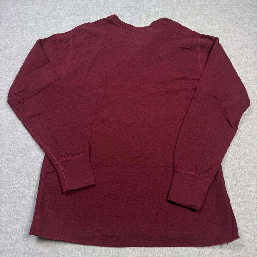 L.L. Bean Two-Layer River Driver's Henley Men Medium Red Long Sleeve Wool Blend